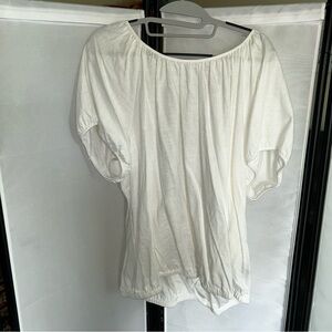 Torrid White Smocked Blouse with Flutter Sleeves
